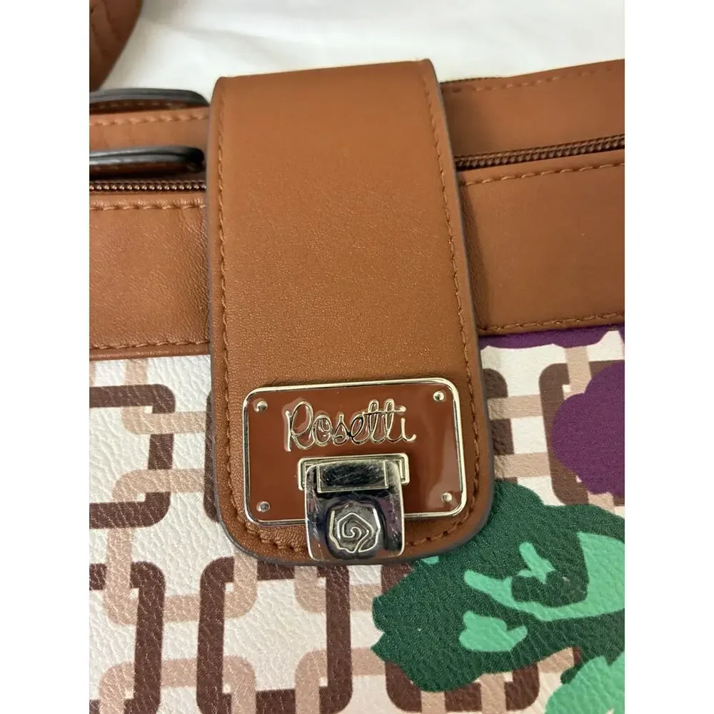 Rosetti Crossbody Handbag Women's Brown Faux Leather Shoulder Bag - EUC